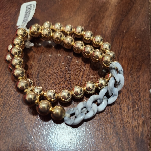 Acrylic and Gold beaded bracelets - Picture 2 of 3